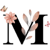 Lettre m fleurs sauvages aquarelles