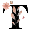 Lettre t fleurs sauvages aquarelles