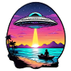 UFO hovers over a lake