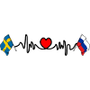 Cardio heart Drapeau Suède, drapeau Russie