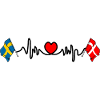 Cardio hartjet Flag Sweden, flag Denmark