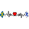 Cardio coeur Drapeau Suède, drapeau Finlande