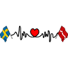 Cardio heart Flag Sweden, flag Latvia