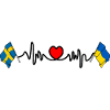 Cardio heart Flag Sweden, flag Ukraine