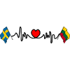 Cardio heart Flag Sweden, flag Lithuania