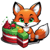 Little fox with birthday cake
