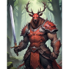 A monstrous behemoth beast a red deer as fantasy