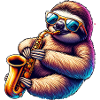 Cool Sloth Saxophonist Jazz Design