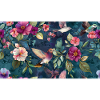 Tropical Hummingbird Flowers in Midnight Blue