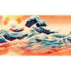Sunset Waves in Ukiyoe