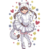 Anime-Mädchen in einem Katzenkostüm