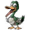 Cheerful duck with big smile