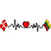 Cardio heart Flag Denmark, flag Lithuania