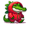 Crocodile en costume de fraise