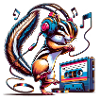 Cheerful chipmunk with headphones