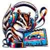 Musical chipmunk with headphones