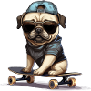 Skateboarding Mops für Skaters