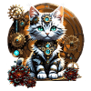 A cute little steampunk-style kitten