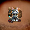 A cute little steampunk-style kitten