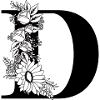 Schwarz-weißer Blumenbuchstabe d