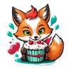 Little fox with delicious muffin