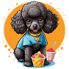 Black poodle at dessert