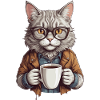Coffee-drinking cat