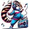 Cheerful chipmunk with headphones