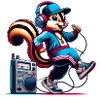 Cheerful chipmunk with headphones