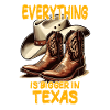 Large cowboy shoes and hat