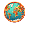 World map on pizza
