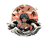 Fille dans les vagues