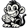 Chimpanzee with Biscuit Monochrome Design