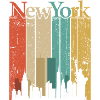 New York Skyline Retro Stripes