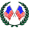 Flags USA in laurel wreath