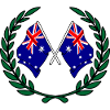 Flags Australia in laurel wreath