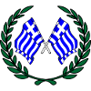 Flags Greece in laurel wreath