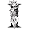 Blumen schwarz-weiß Buchstabe i