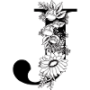 Blumen schwarz-weiß Buchstabe j