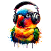 Splash Art Headphones Lovebird Birdwatching