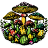 magical mushrooms and crystals