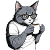 Coffee-drinking cat