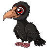 Vulture graphic with red eyes