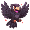 Flying vulture with heart motif