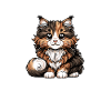 Cute Cartoon Maine Coon Cat