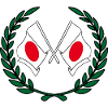 Flags Japan in laurel wreath