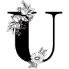 Schwarzer und weißer Blumen-U-Buchstabe