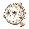 Cute puffer fish cartoon character