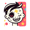 Abstract Funny Cool Cartoon Kid