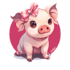 Petit cochon mignon avec nœud
